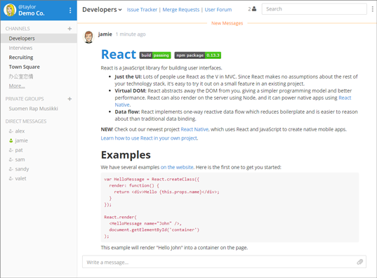 Mattermost example 
